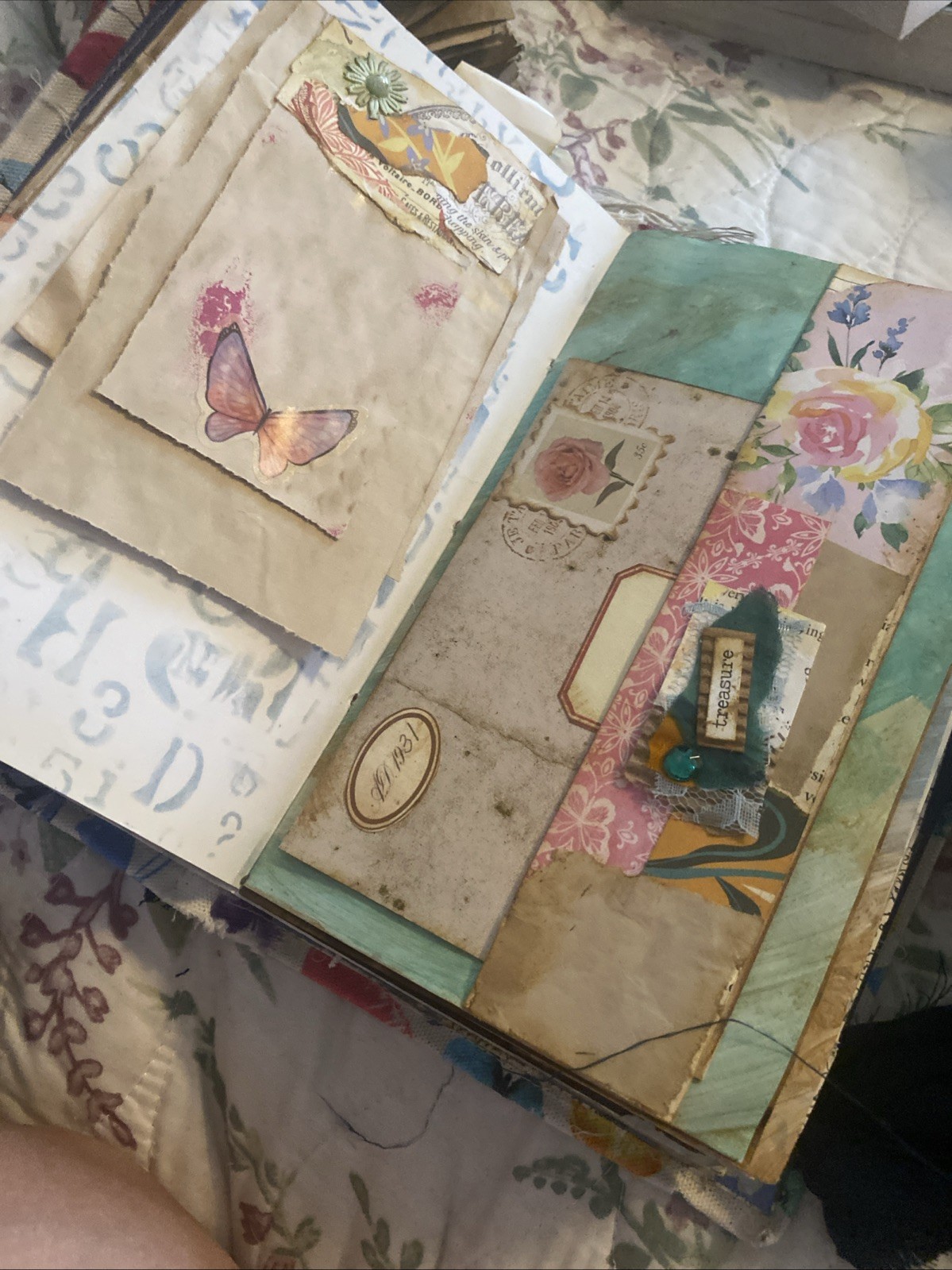 Junk Journal Handmade with pockets, belly bands, tucks journal cards, tags
