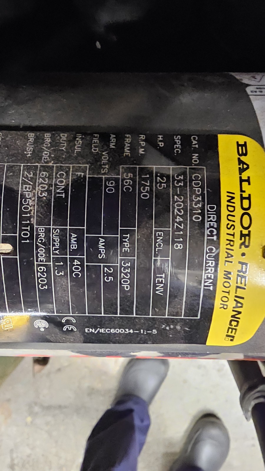 Baldor CDP3310 Direct Current Motor 56c 1/4hp 1750rpm 90v-dc SHIPS FREE