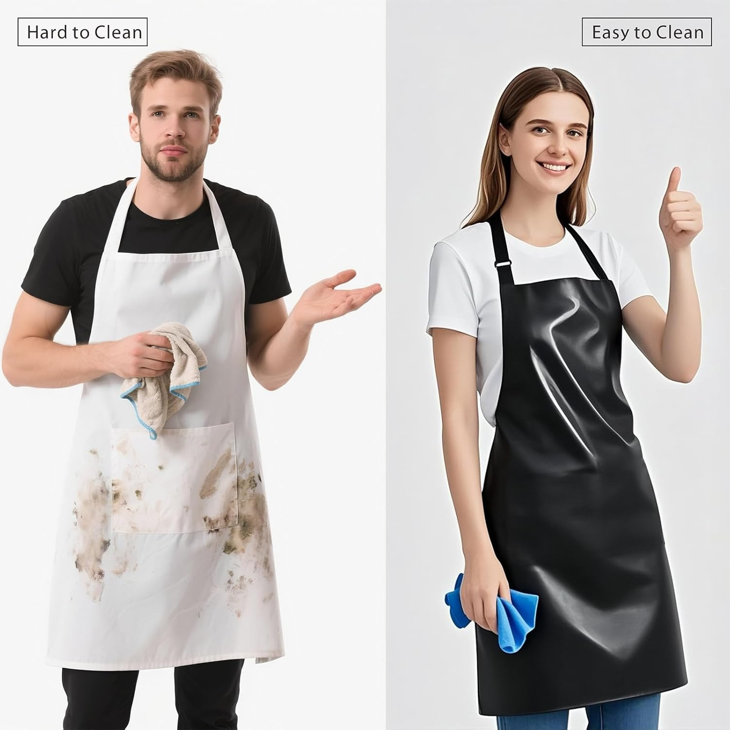 Heavy-Duty Waterproof Apron, Chemical Resistant Rubber Vinyl for Industrial, Lab