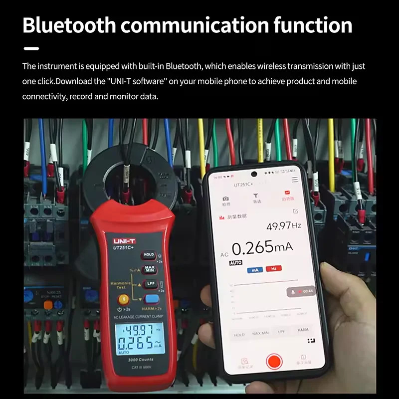 UNI-T UT251C+ Leakage Current Clamp Meter 60A AC Digital Ammeter Pliers True RMS