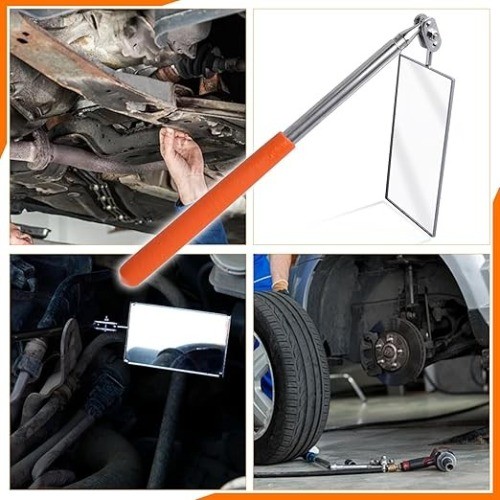 Extendable Auto Inspection Mirror with 360° Swivel Rectangu Style: 19.5-Orange