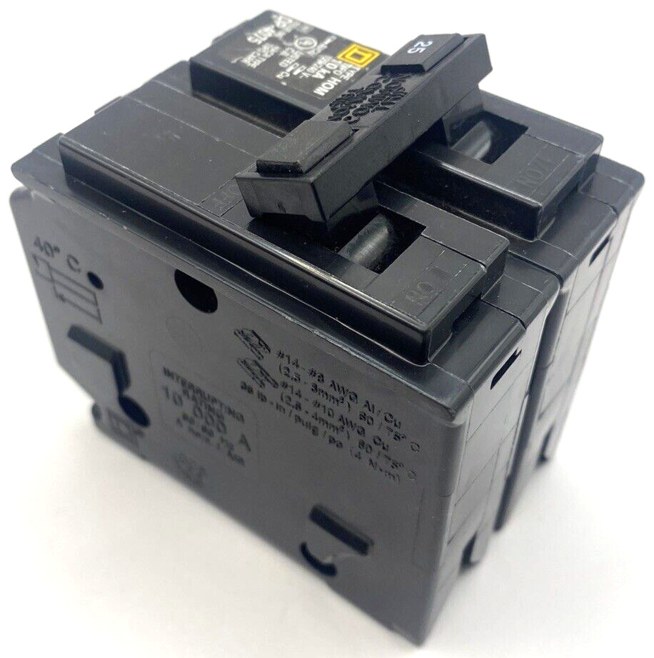 New Homeline Square D HOM225 2P 25A 120 240V AC Type HOM Plug In Circuit Breaker