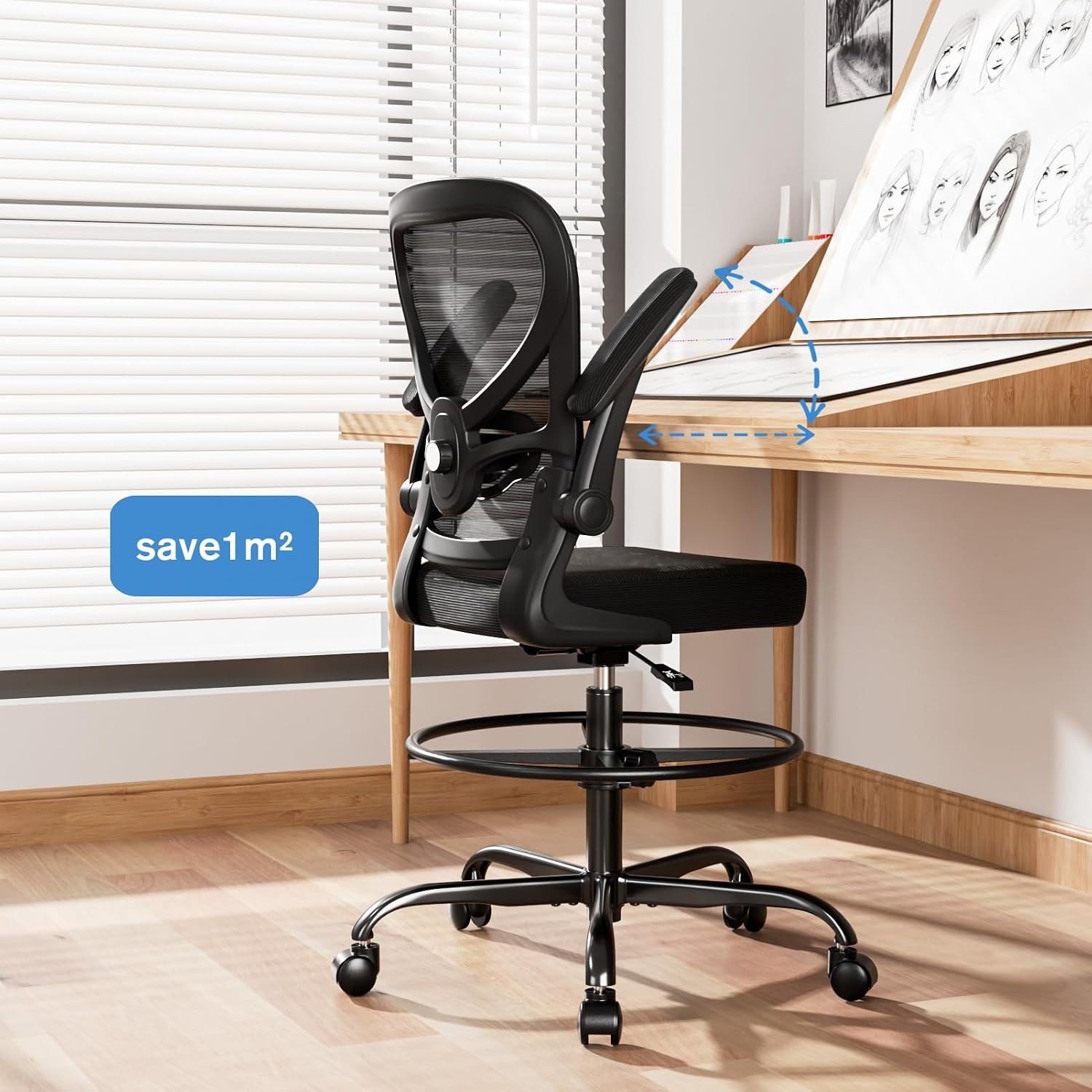Heavy-Duty Ergonomic Chair with Footrest for Standing Desks – Max 450lb Capacity