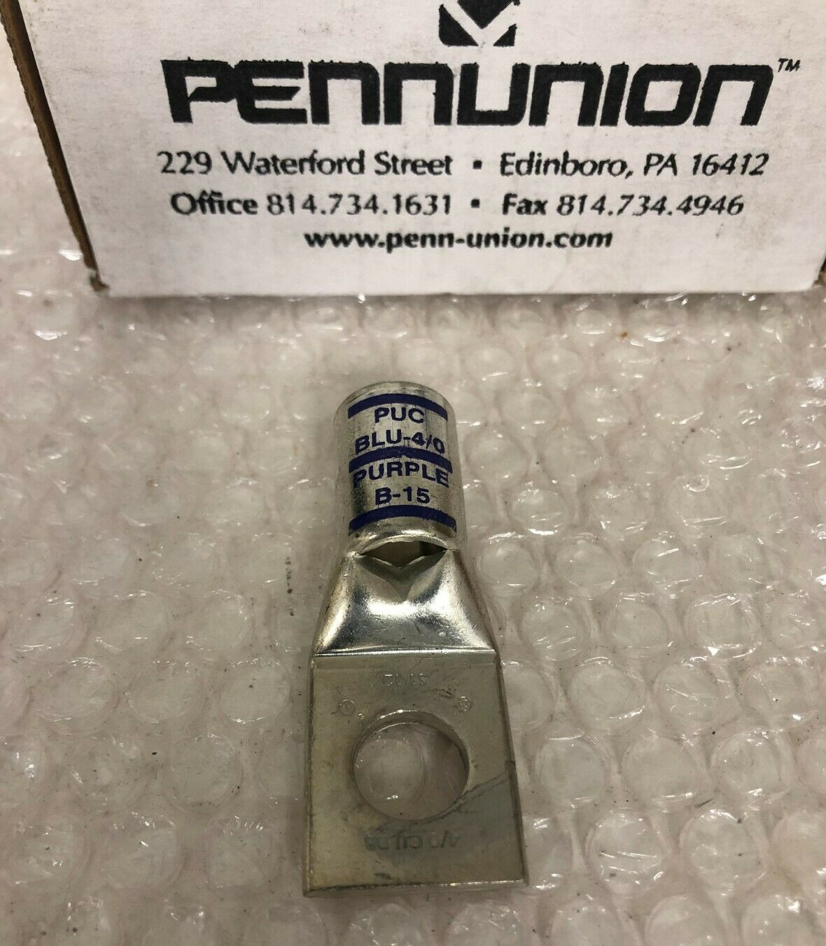 10) Penn Union Compression Lugs, BLU-4/0S1, Purple, Die/B-15 Stud 1/2″ BOX OF 10
