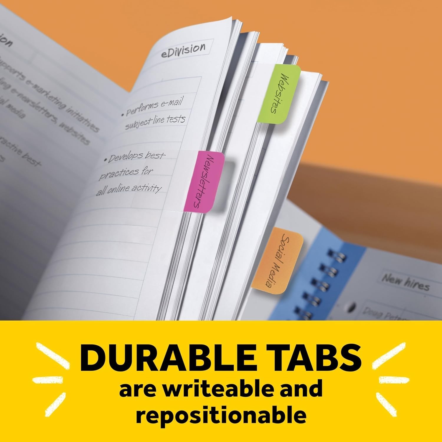 2 Inch x 1.5 Inch Repositionable Bookmark Tabs Assorted Bright Colors 24 Pack