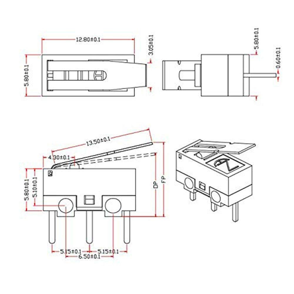 20Pcs Micro Switch AC 1A 125V 3Pin SPDT NO+NC Hinge Lever Momentary Push Butt…