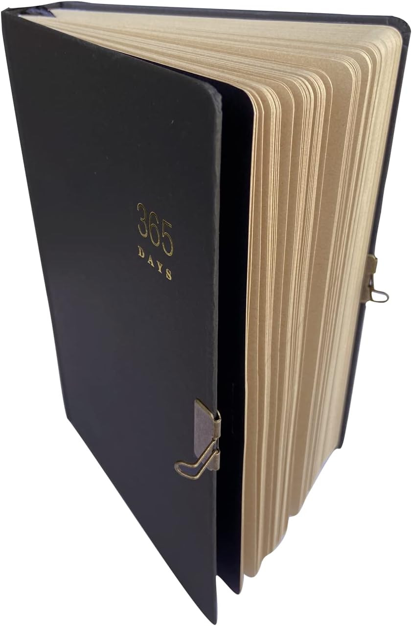 Vintage 365 Journal with Lock and Key, A5 Blank Page Diary for Women Men, Black
