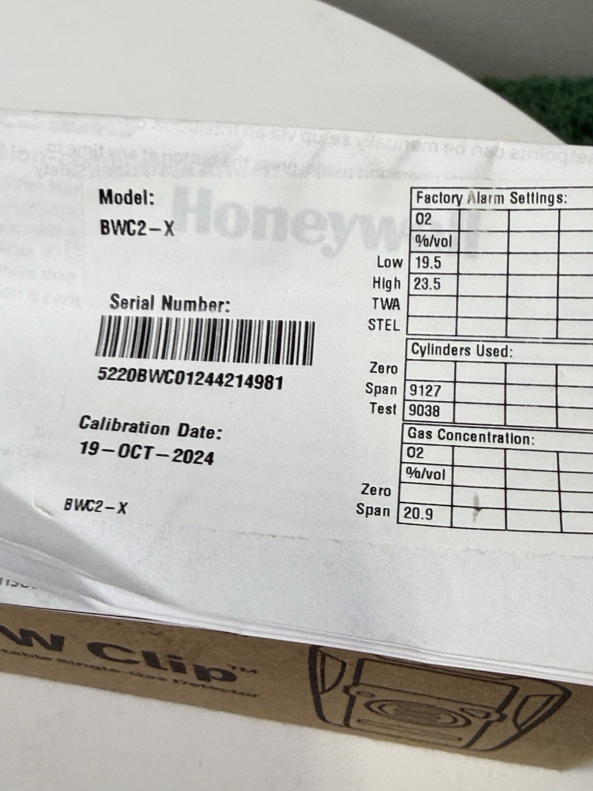 13-18 MONTHS REMAINING 3 Honeywell BWC2-X BW Clip Gas Detectors -Single Gas – O2