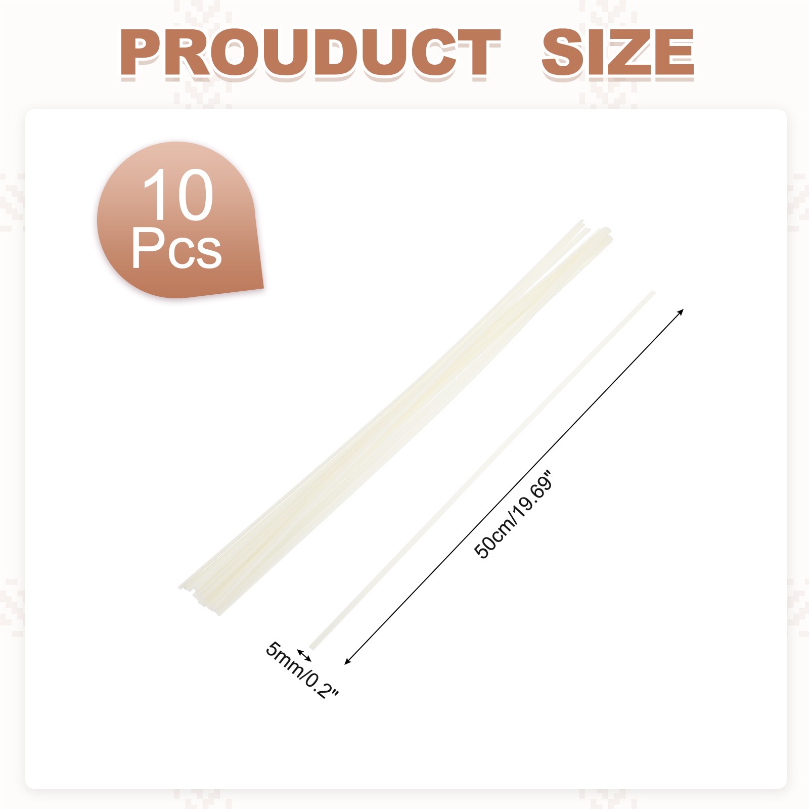 10 PCS 20 Inch ABS Plastic Welding Rods, Double-Strand Round 5mm Diameters,Beige