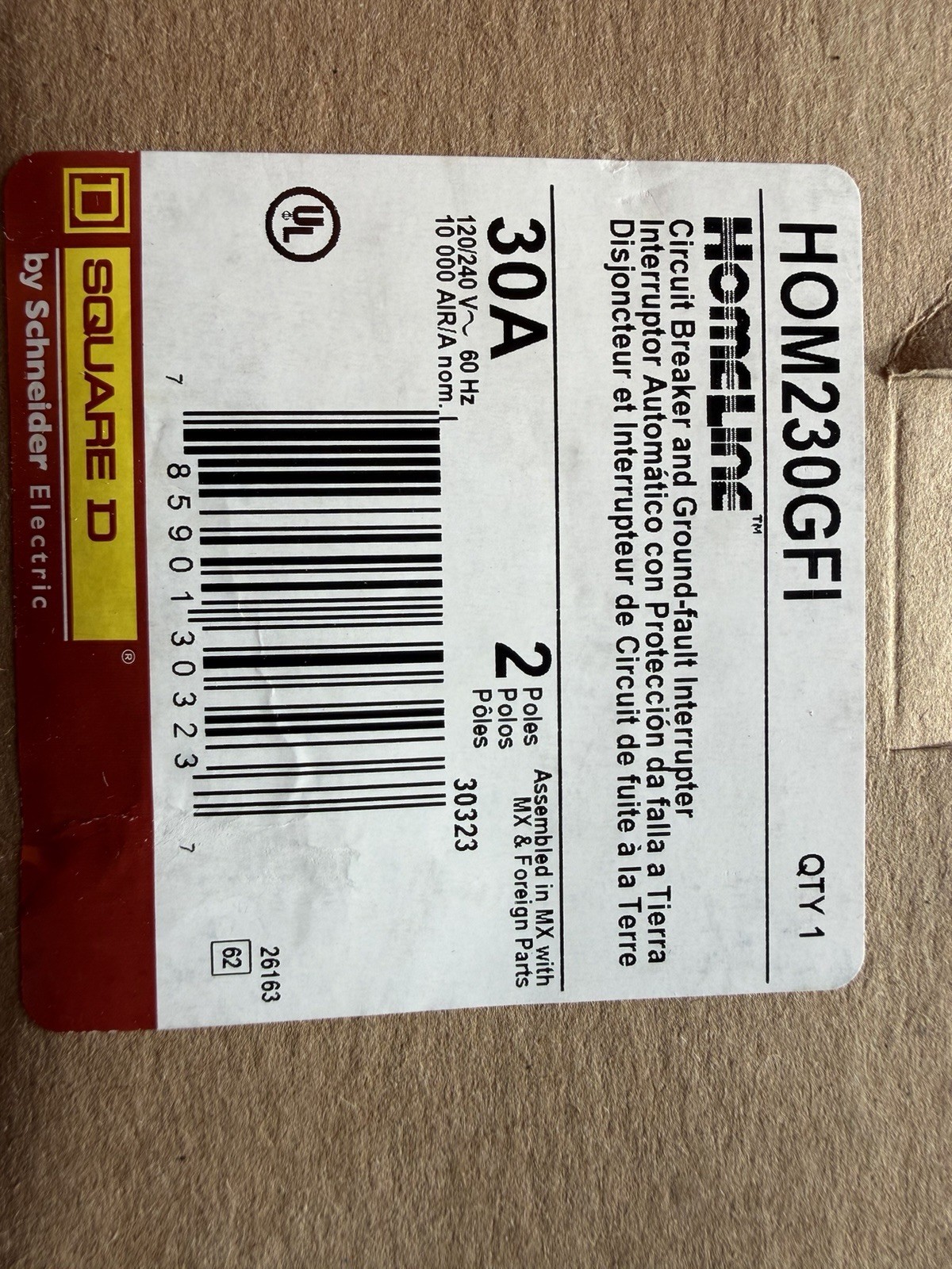 Schneider Electric Square D Homeline Miniature Circuit Breaker – HOM230GFI