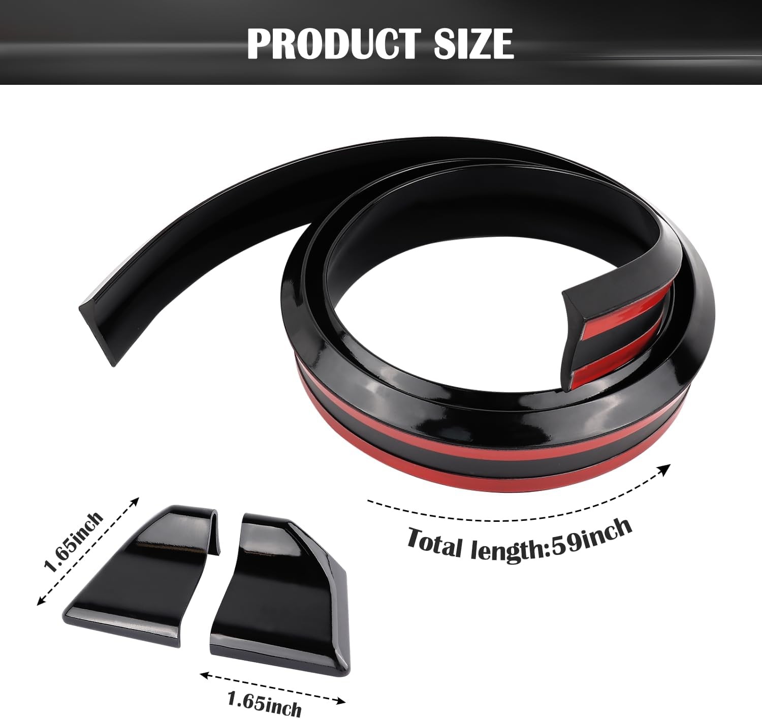 4.9Ft Rear Spoiler – 3D Glossy Roof Spoiler Trunk Spoiler Material Type: Black