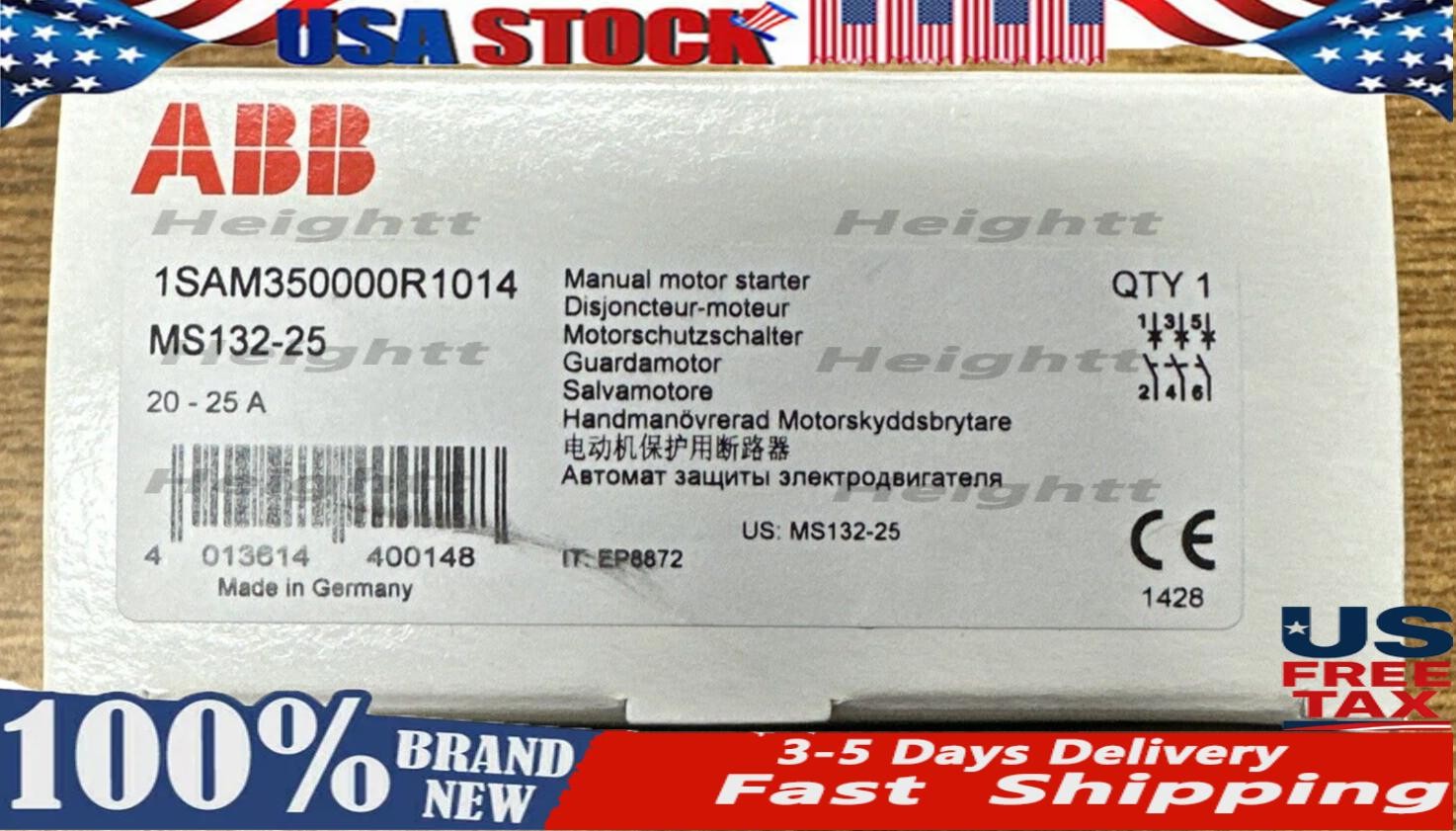 ABB MS132-25 1SAM350000R1014 MANUAL MOTOR STARTER 20-25A **NEW IN BOX**