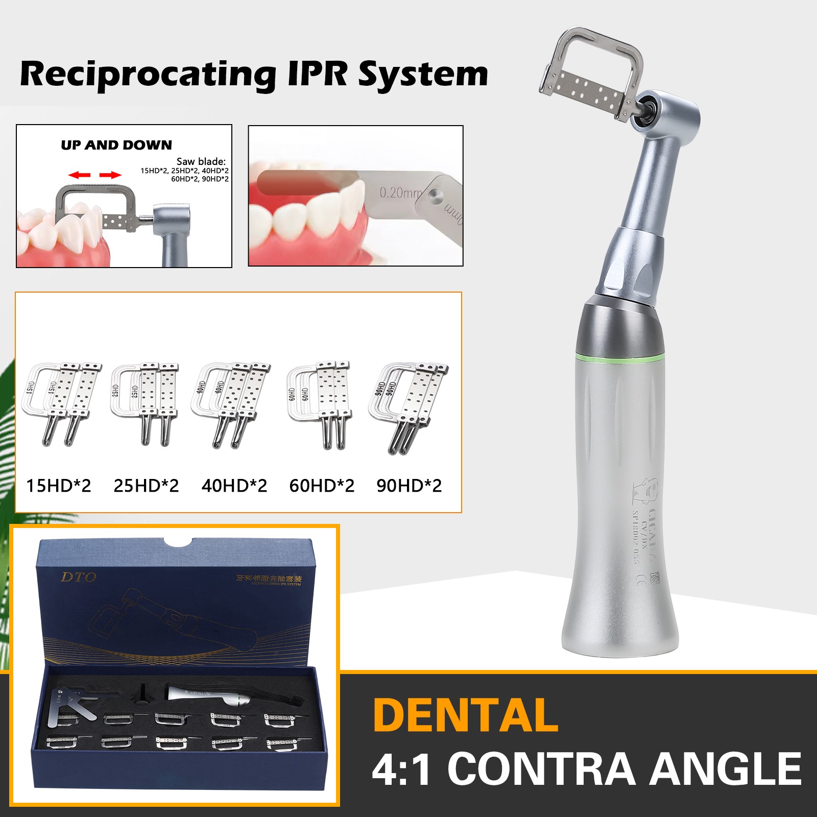 CICADA Dental 4:1 Contra Angle IPR Handpiece + Interproximal Strips Kit dk