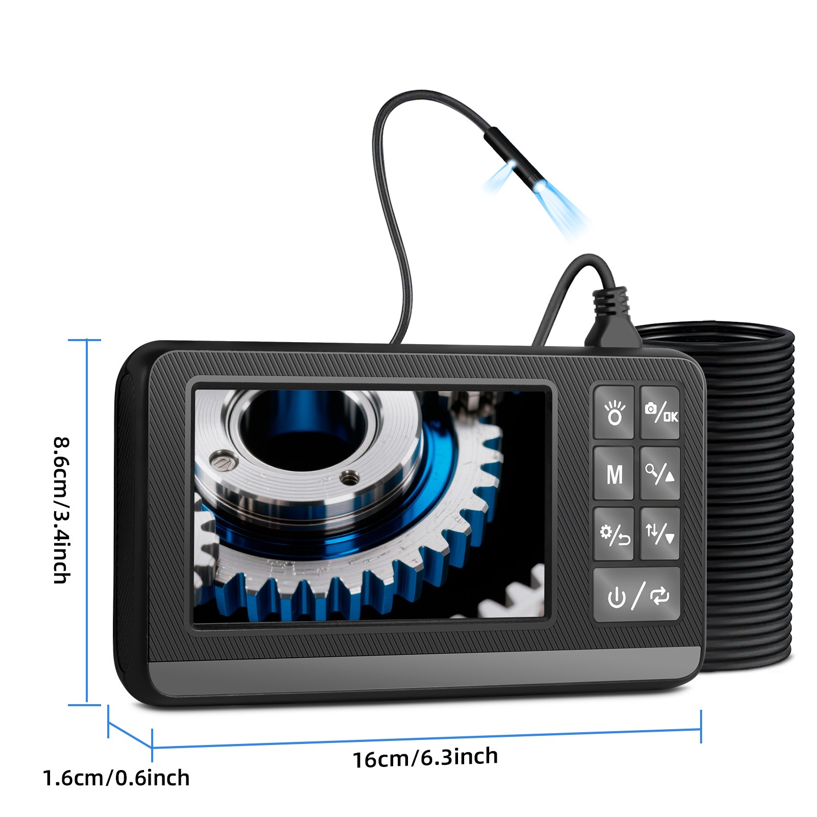 IP67 Rated Dual Lens 5M Camera Built LCD Screen Pipe Drain Inspection Scope