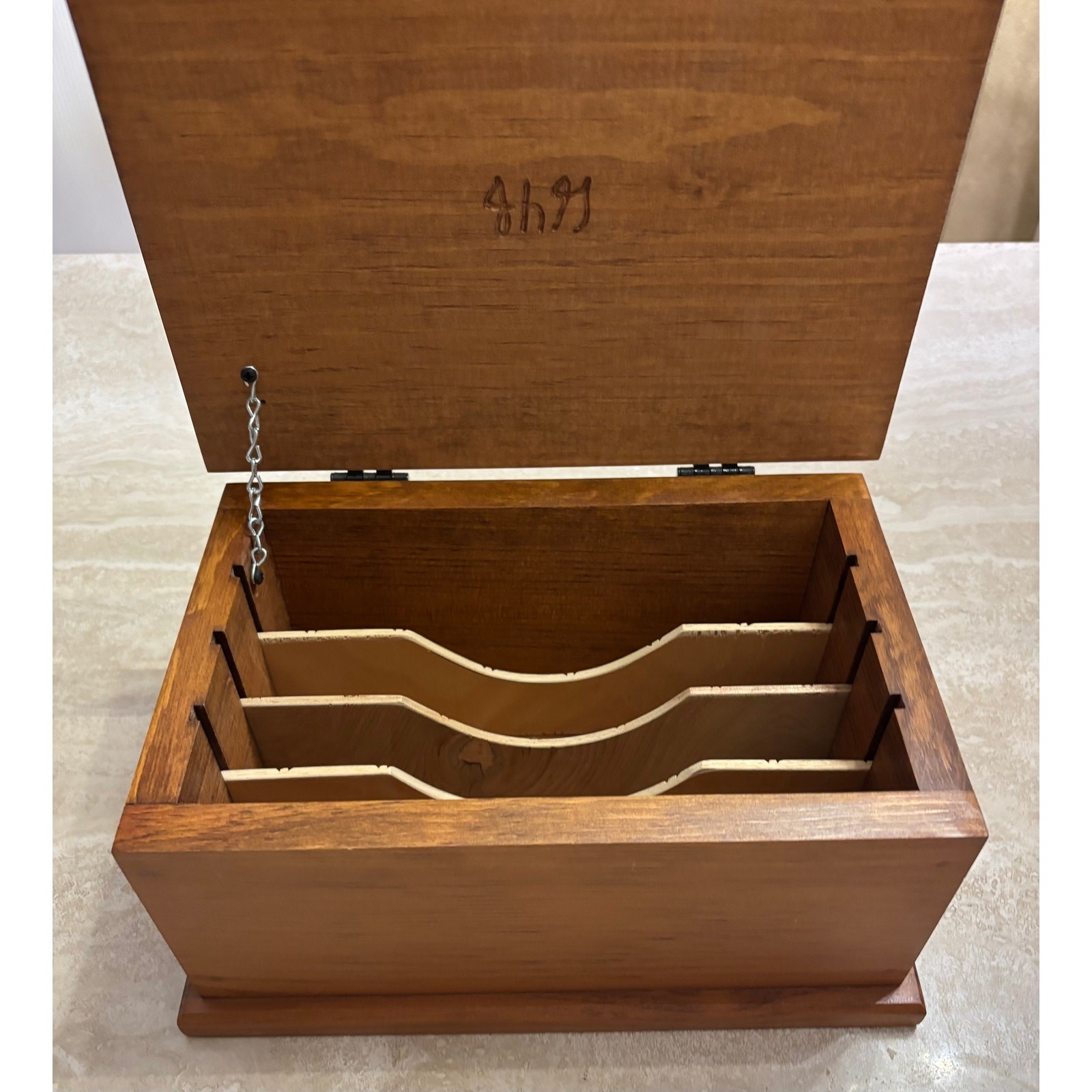 Vintage Wooden Tabletop Organizer Stationary Cabinet Writing Box 12″x 8″ 1648