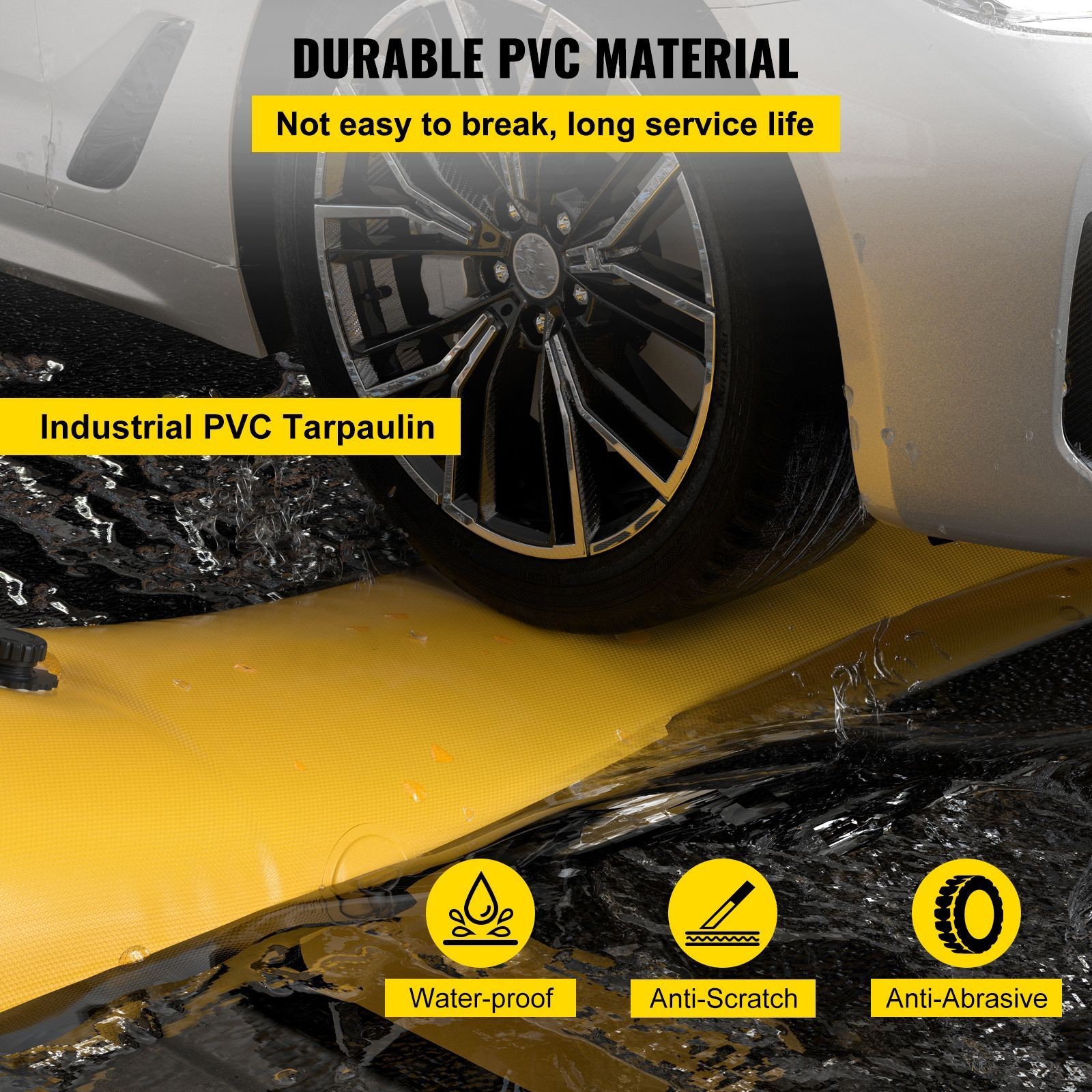 Reusable PVC Flood Barrier: 24’L x 20″W x 12″H, Lightweight & Stackable
