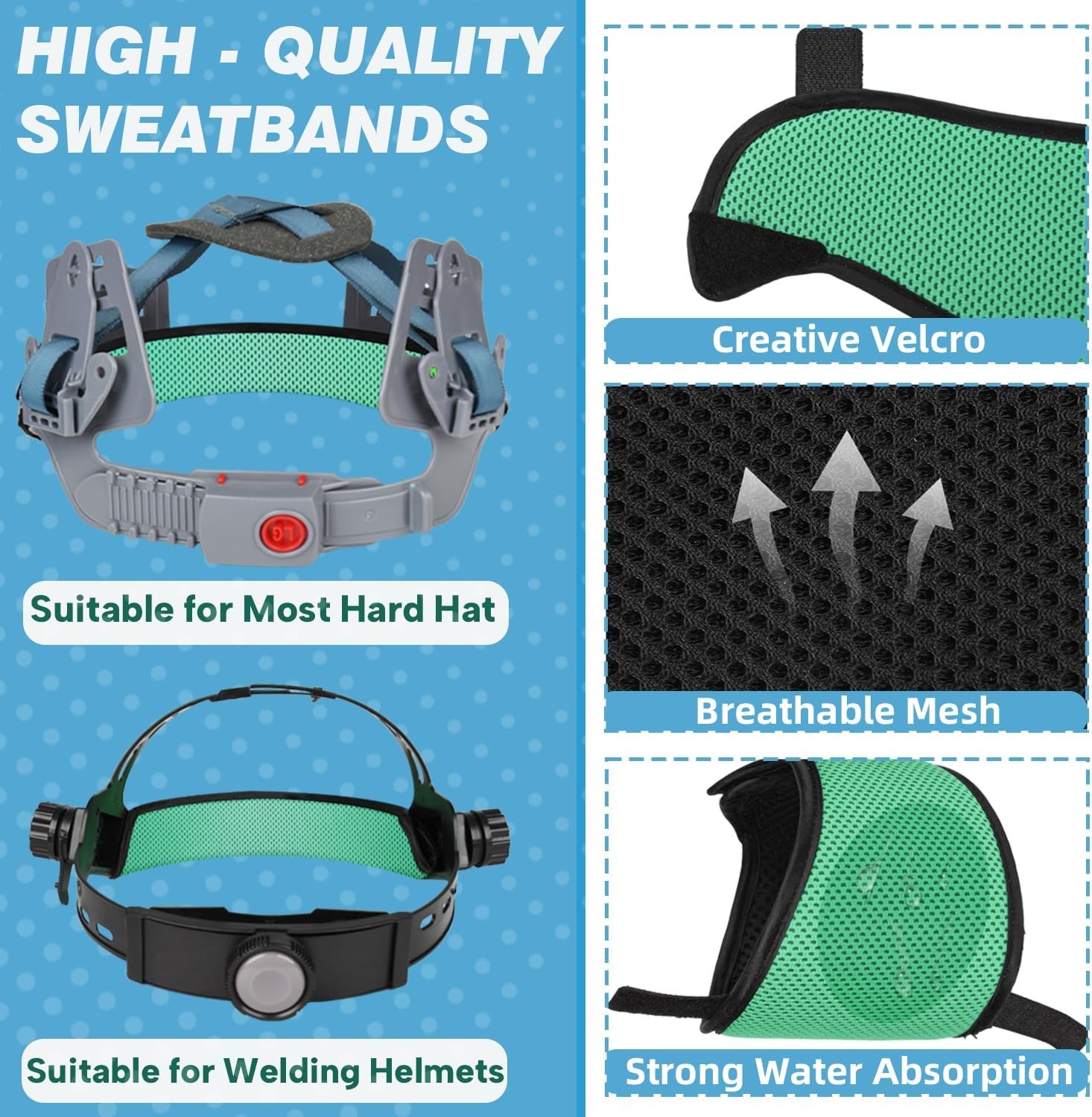 Hard Hat Sweatband 4Pcs, Innovative 3-Layer Fabric Hard Hats Sweat Bands Washabl