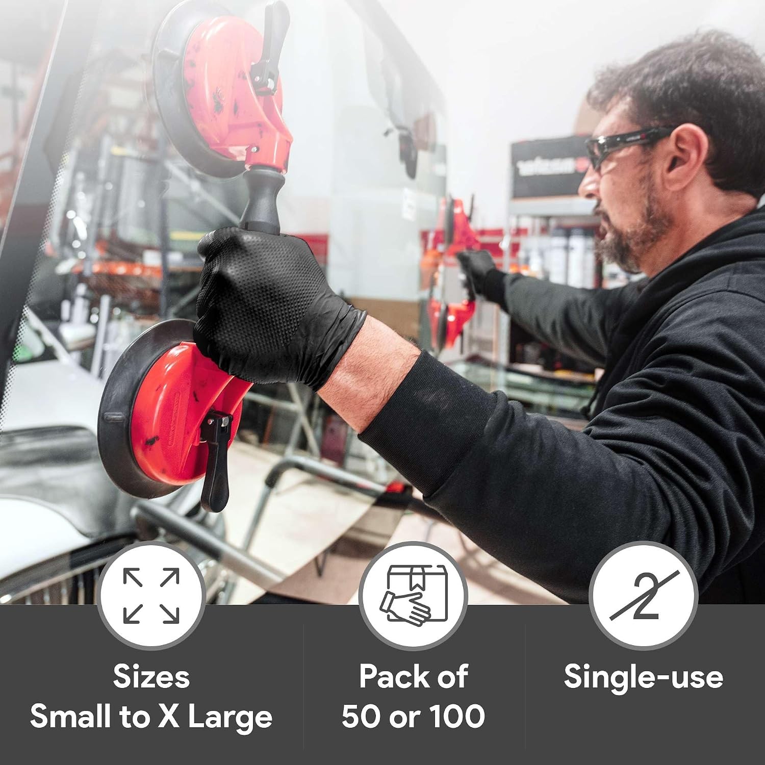 Black 8 Mil Nitrile Gloves X Large 50 Pack – Heavy Duty Mechanic Gloves, with