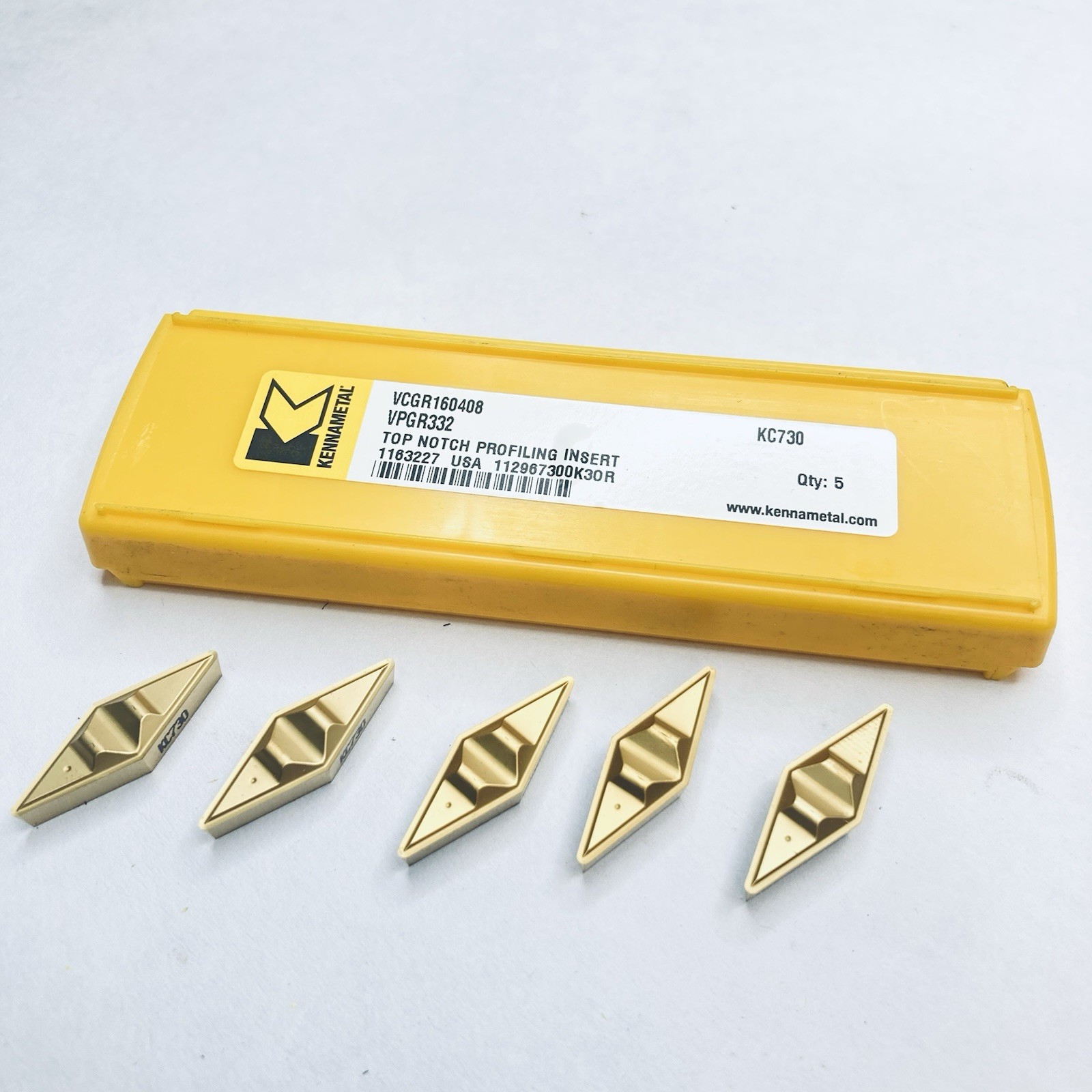 KENNAMETAL VPGR332 VCGR160408 New Carbide Inserts 1163227 Grade KC730 5pcs