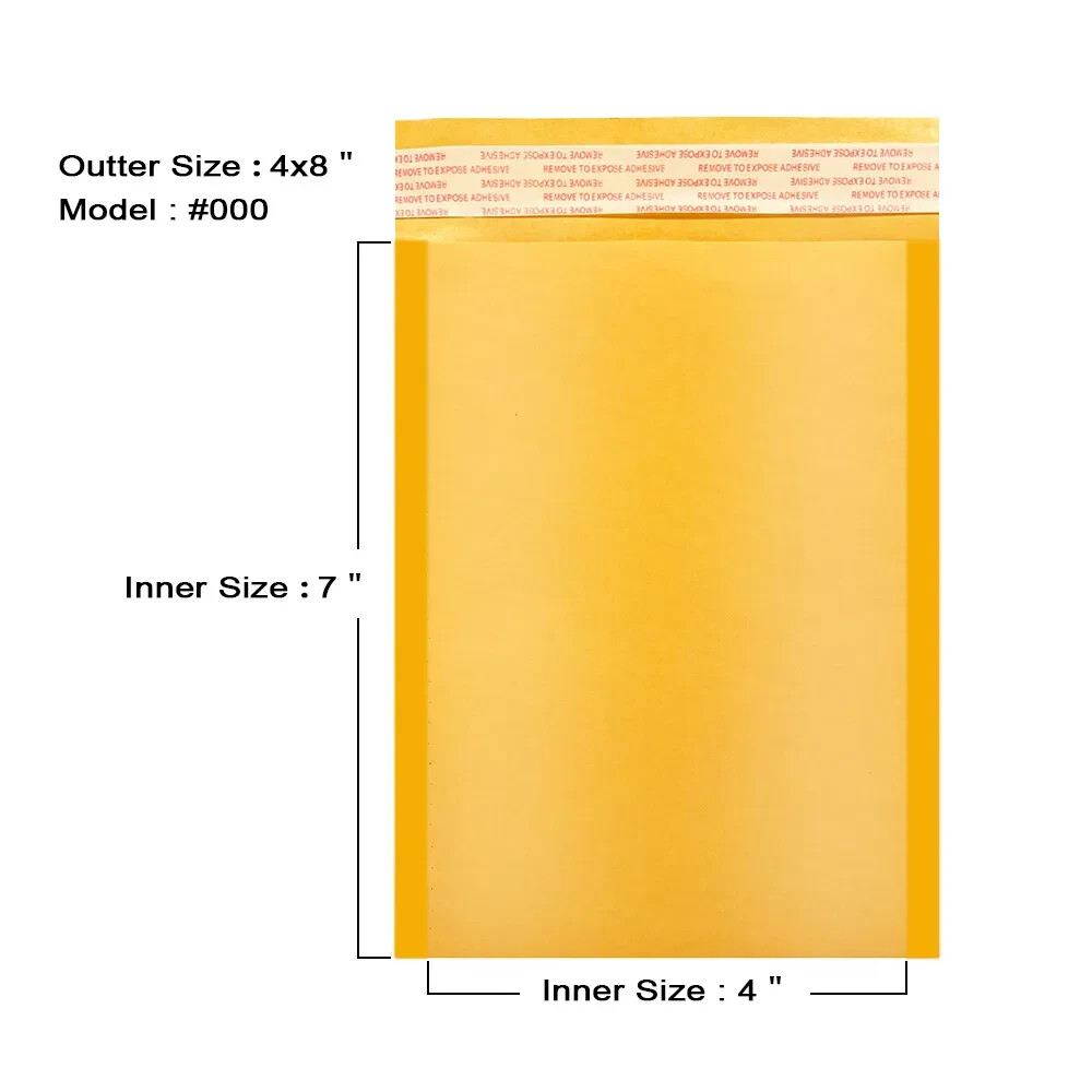 100Pcs Coolpkg #000 4×8″ 4*8 Small Kraft Bubble Mailer Padded Shipping Envelope
