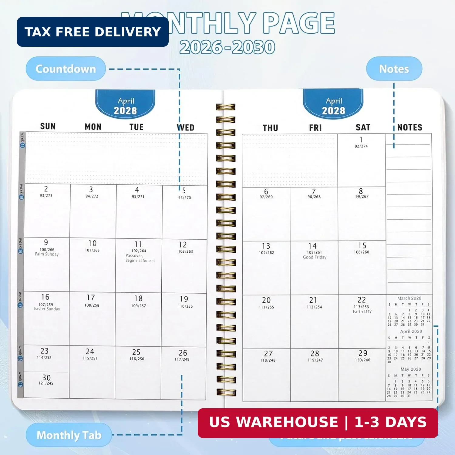 2026-2030 Monthly Planner – 5 Years Monthly Planner with Calendar from Jan 2026