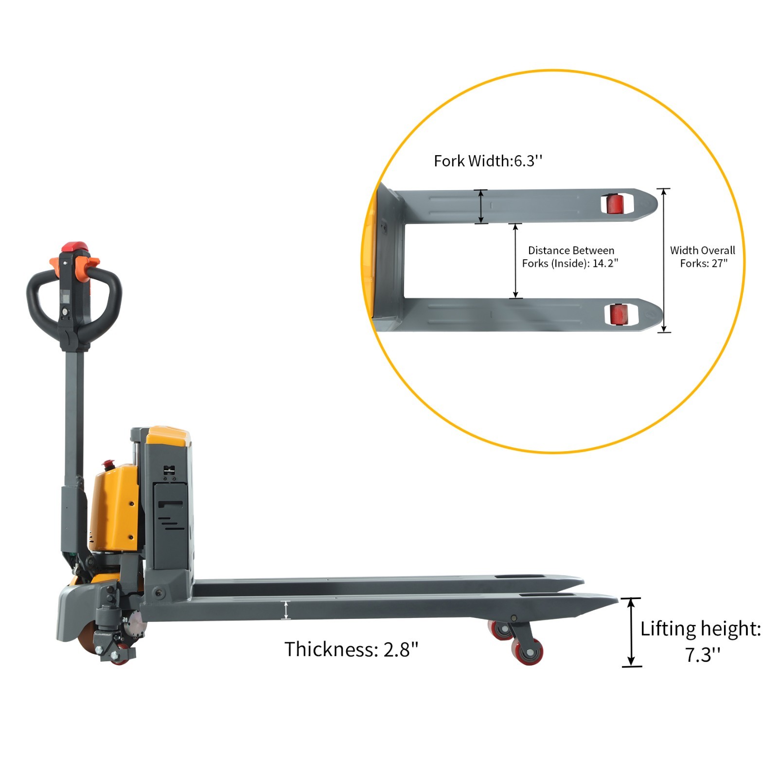 APOLLOLIFT Used 3300lbs Lithium-Ion Fully Electric Pallet Truck Jack 48″X27″