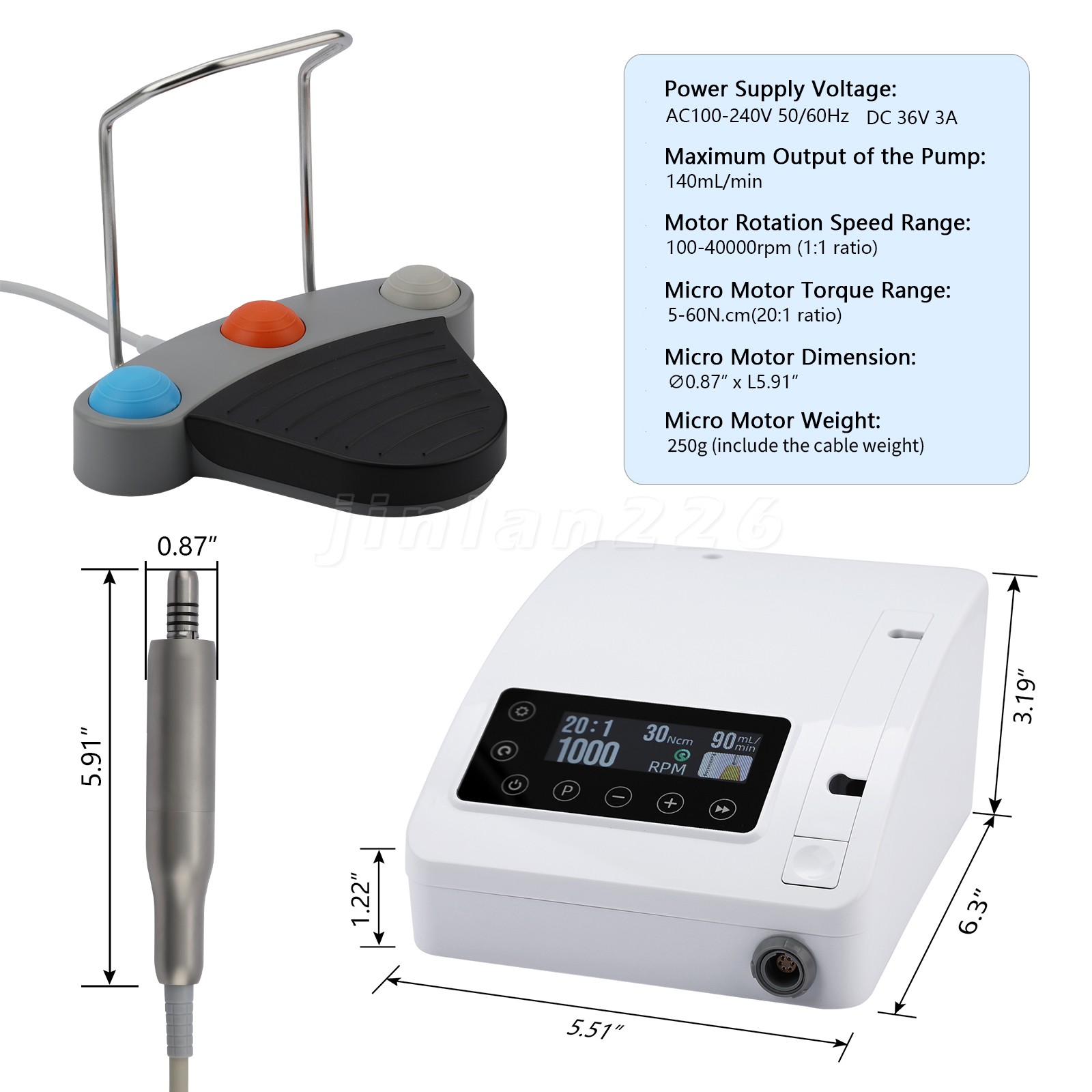 Dental Implant System Motor Surgical Brushless Motor 1:1 1:3 1:5 1:4.2 4:1 16:1