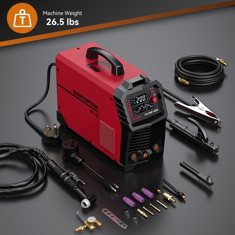 ARCCAPTAIN TIG Welder AC/DC 200Amp 110V/220V with Pulse Aluminum TIG Welder