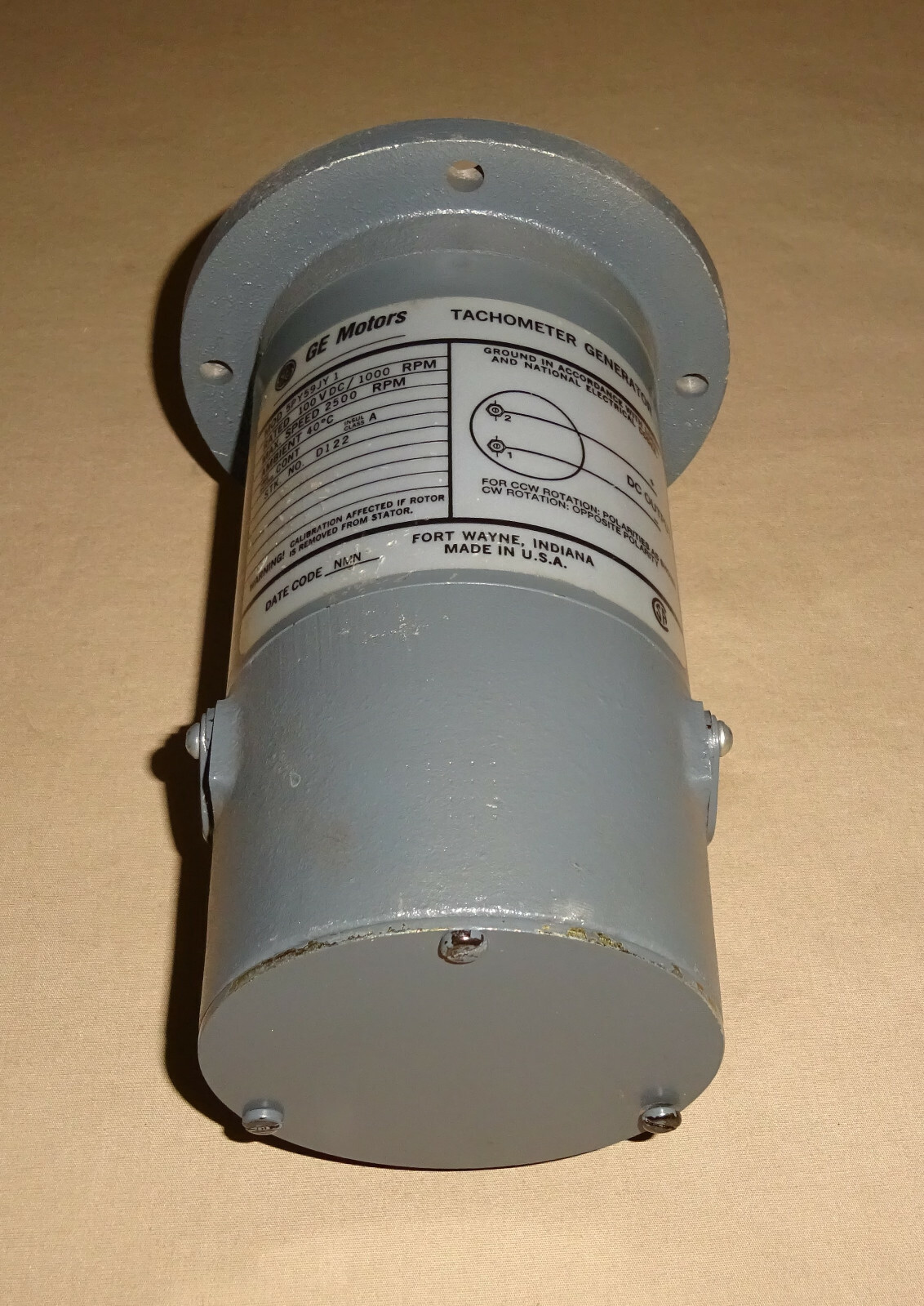 General Electric 5PY59JY1 Tachometer Generator 100VDC 1000RPM 5PY59JY 1 NEW