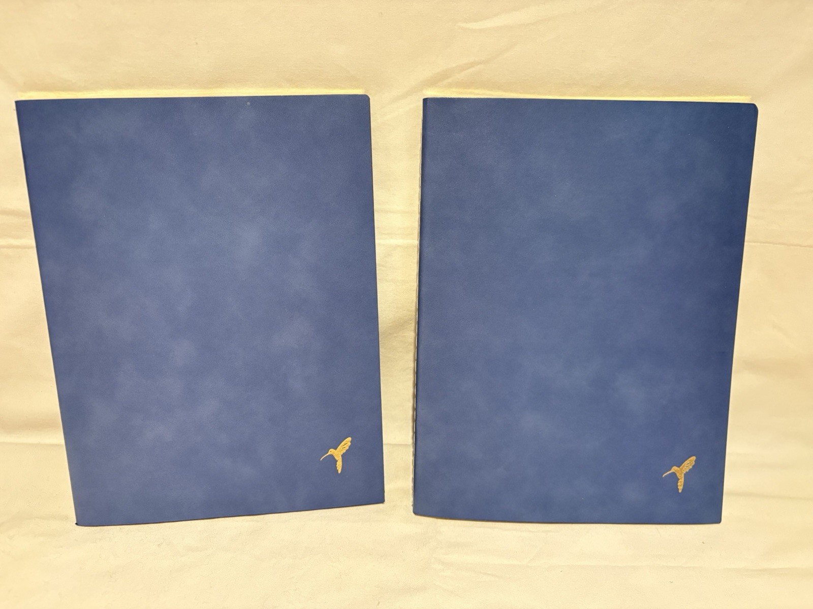 Papyrus Set of 2 Stitched Journals, 80 Lined Pages Blue Gold Bird Accent GIFT