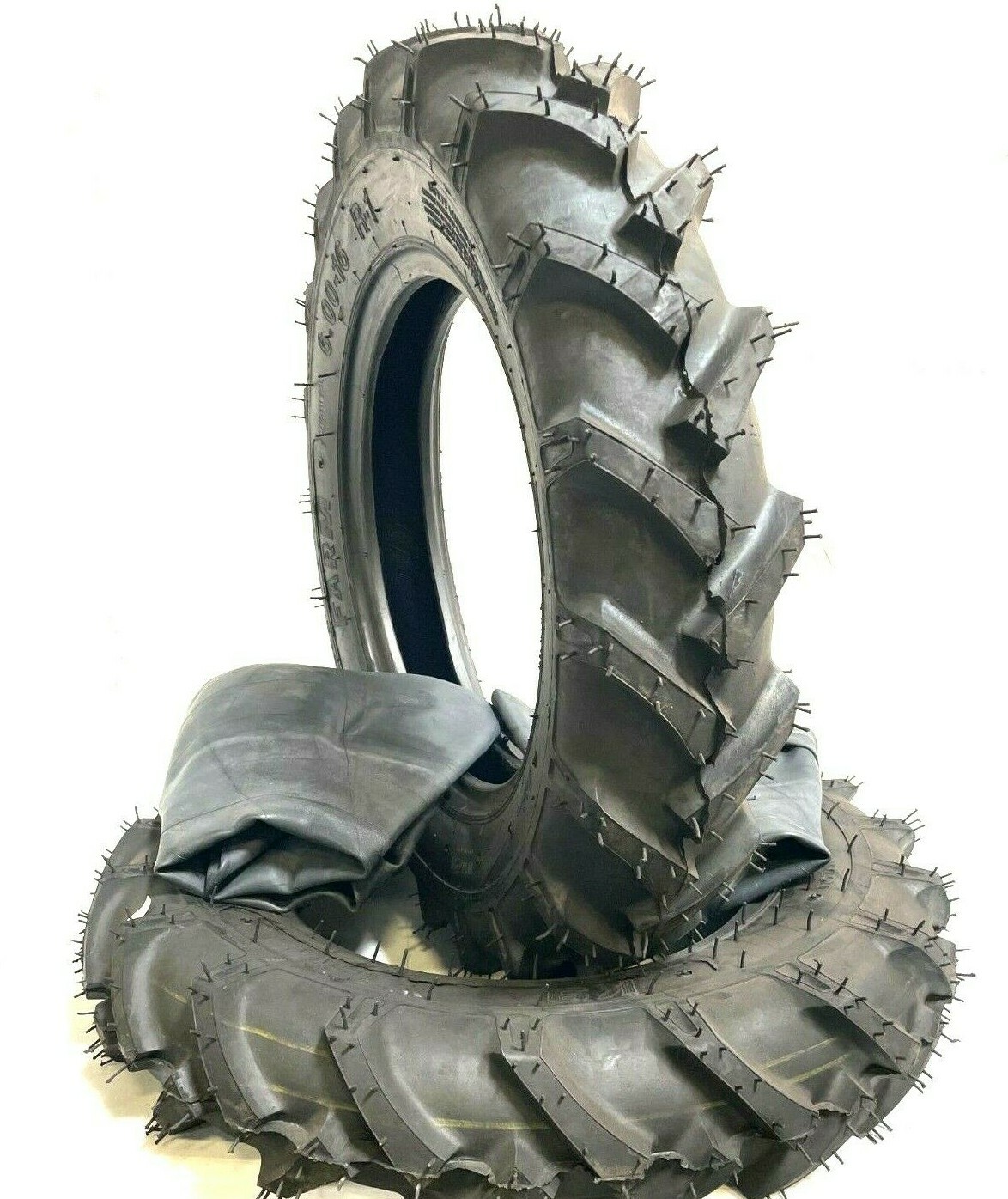 2 🚜 6.00-16 R-1 Tractor Tires & Tubes 🛞 6 Ply 600-16 Lug Farm Tire Set