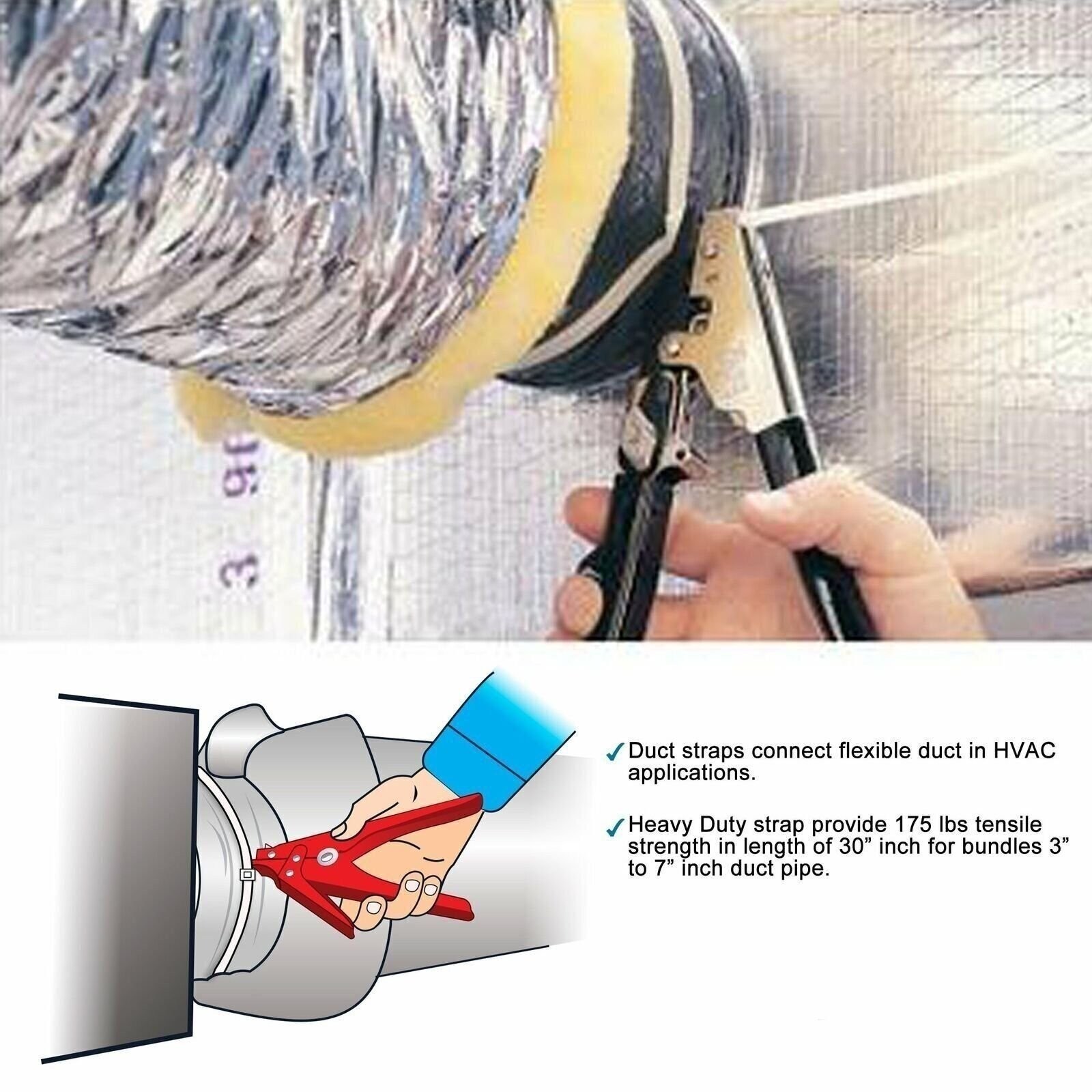 12 Pcs 30″ x 0.35″ Extra Long Heavy Duty Outdoor Cable Zip Ties HVAC Duct Straps