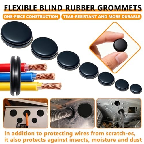 Rubber Grommet Kit 70 Pack 7 Sizes Firewall Rubber Hole Plugs Rubber Grommet…