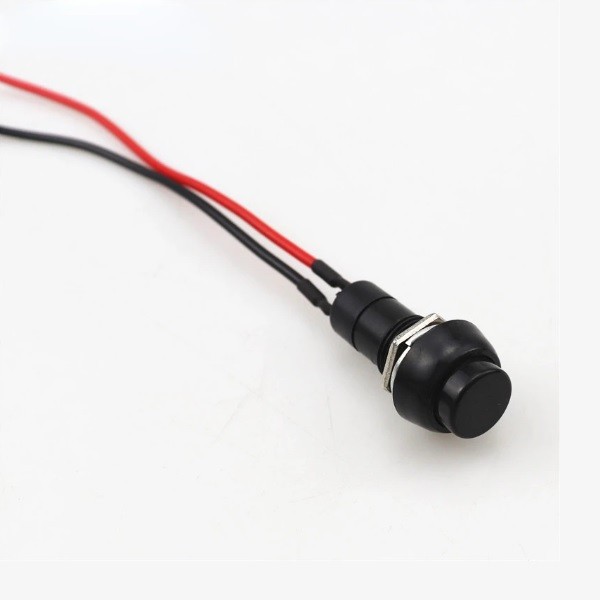 2x Black Round Circle Momentary Reset Push Button Switch Pre-attached Wire 1/2″