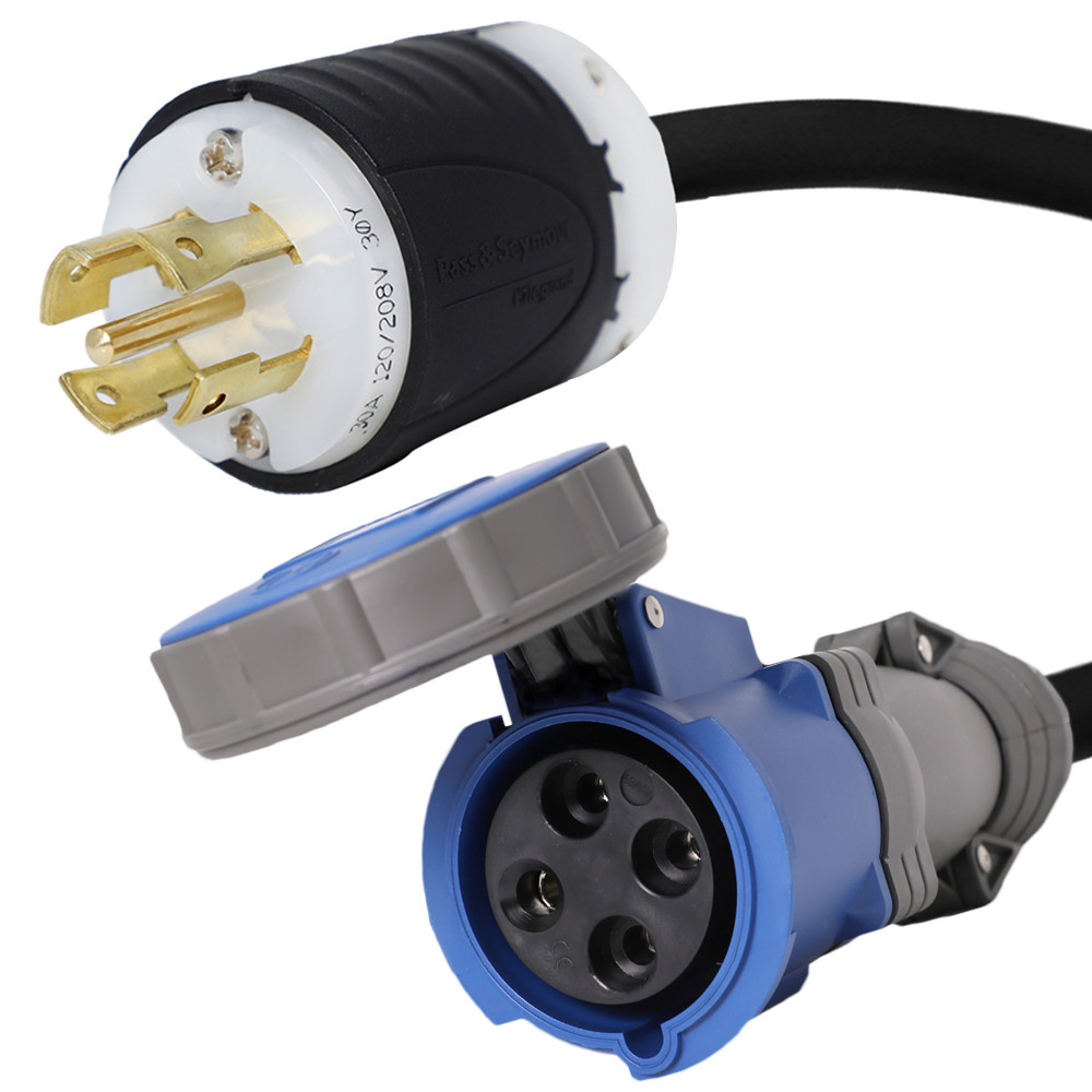 NEMA L21-30P to 460C9W Plug Adapter – 1 ft 30A/208V 10 AWG – Iron Box #IBX-32412