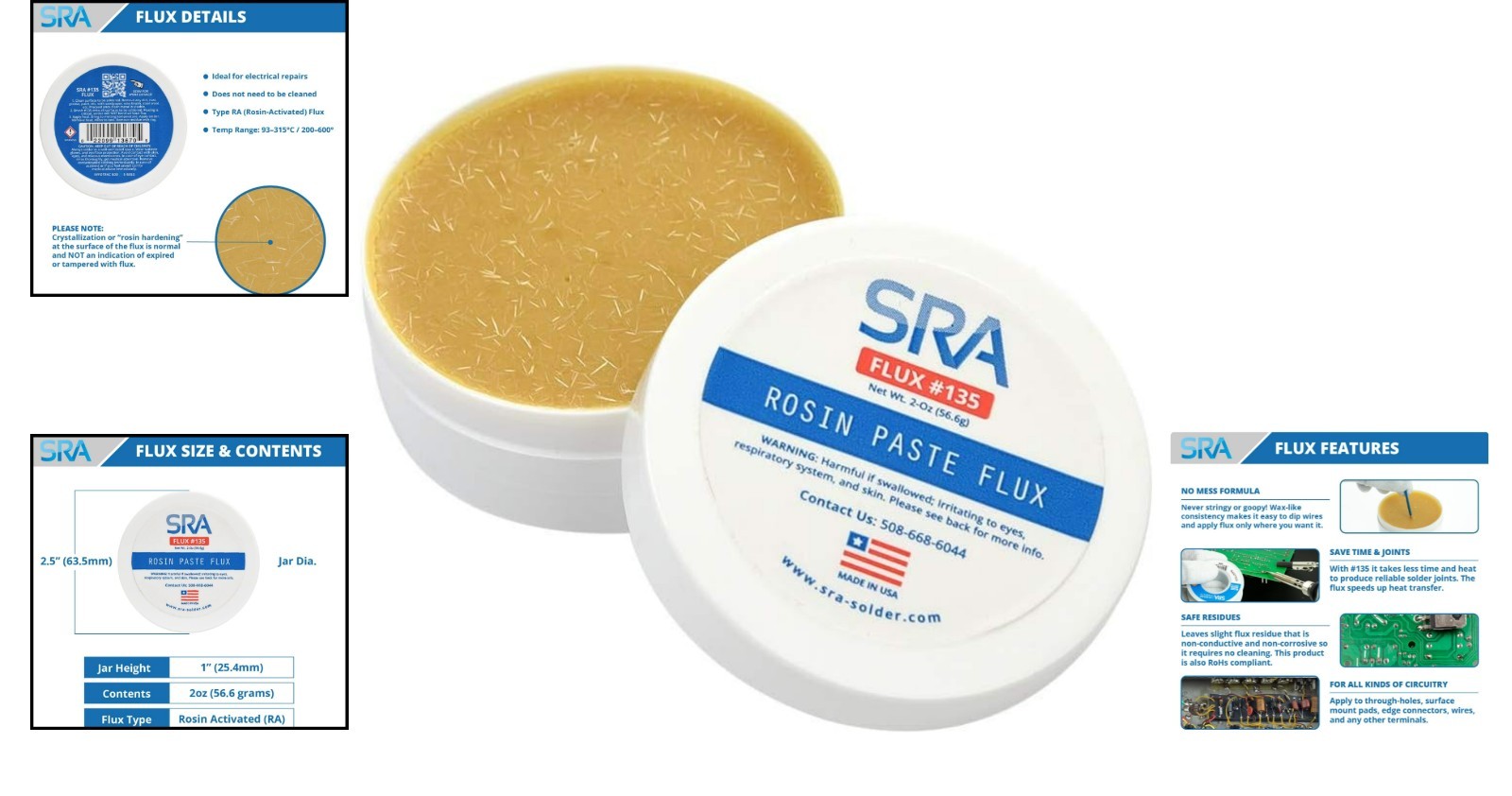 USA Quality 2oz SRA Rosin Flux Paste for Superior Lead-Free Soldering Projects