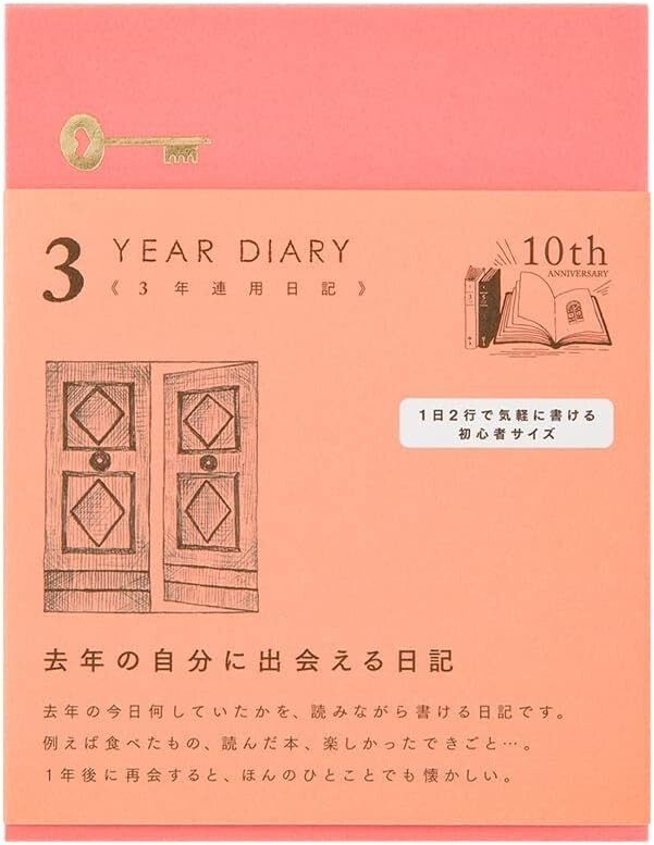Midori 12901006 Diary 3 Years Consecutive Door Mini Pink JAPAN