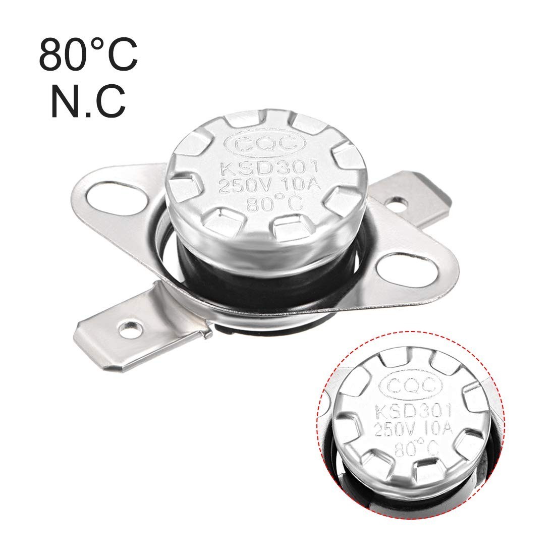 Thermostat 80°C/176°F 10A Normally Closed N.C Adjust Snap Disc Temperature Sw…