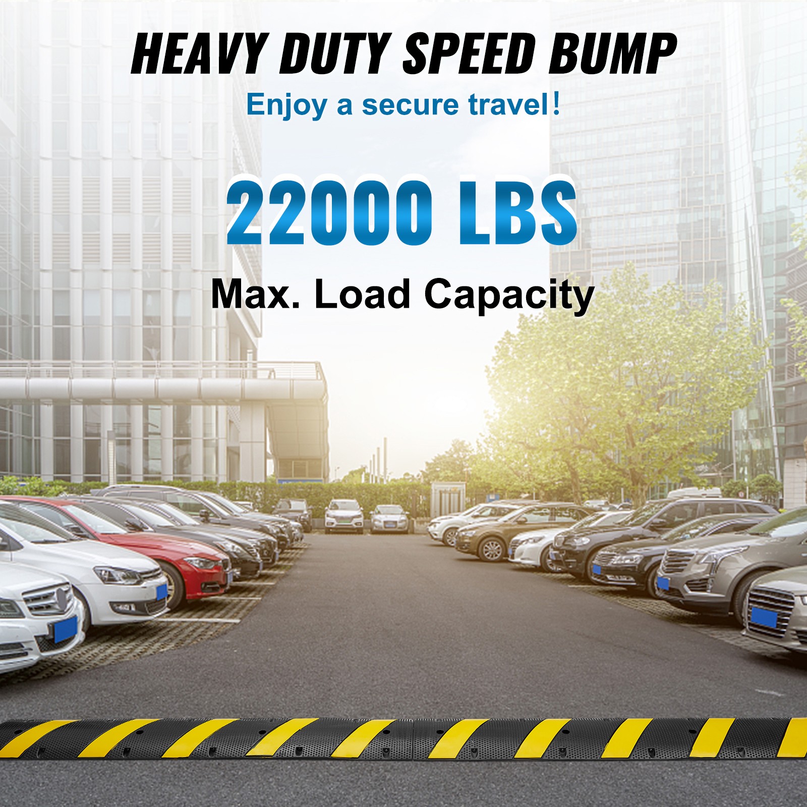 VEVOR 2 PCs 72» Rubber Speed Bump 2 Channel 22000lbs Load Heavy Duty Speed Hump