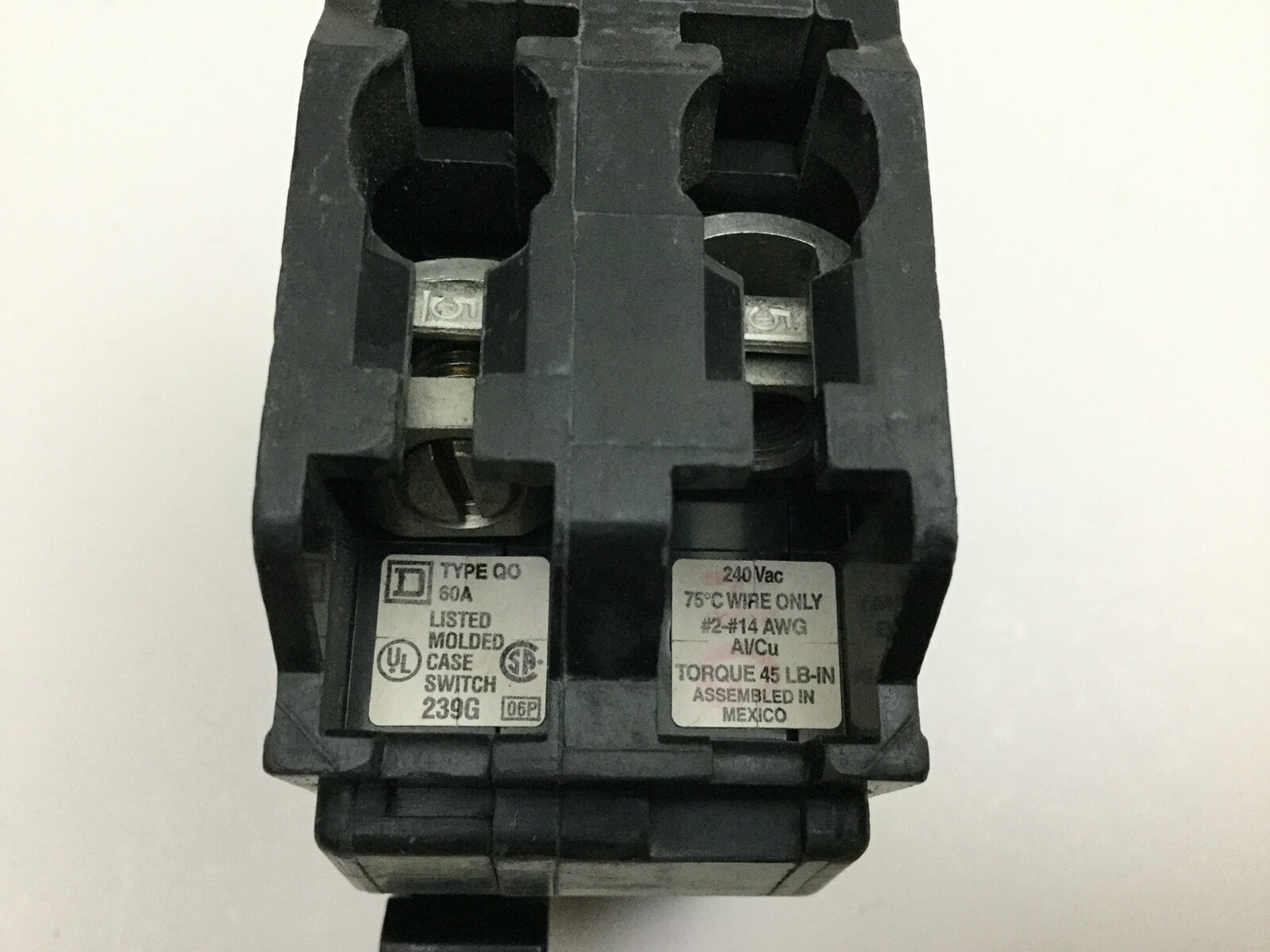 Square D QO260 Plug On Circuit Breaker 60A 2P 120/240V Type QO 60 Amp 10kA