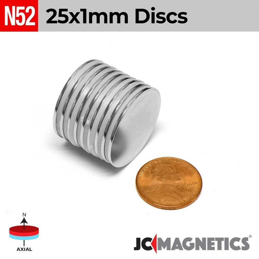 25mm x 1mm N52 Thin Super Strong Disc Rare Earth Neodymium Magnet 25x1mm