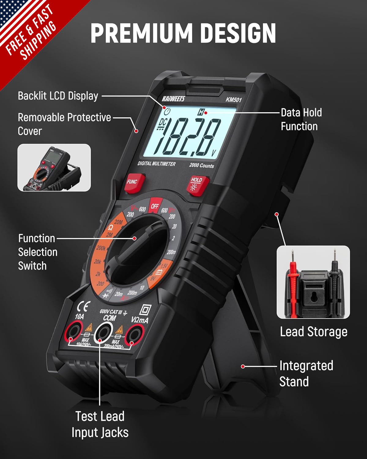 Electrical Test Kit KIT01, Digital Multimeter, Smart Non-Contact Voltage Tester