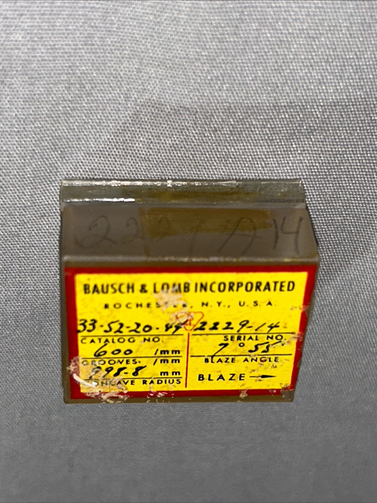 Vintage Bausch & Lomb 33-52-20-44 diffraction grating Grooves 600mm 30×25 mm
