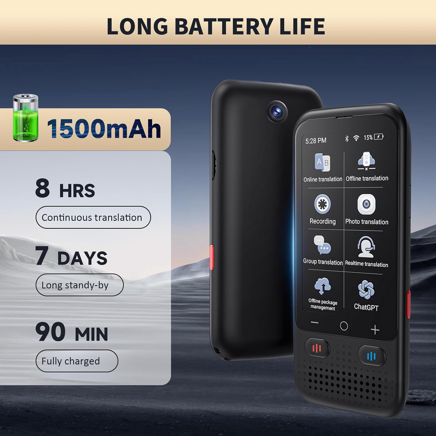 Language Translator Device, Upgraded Chatgpt AI Translator No Wifi Needed, 150+