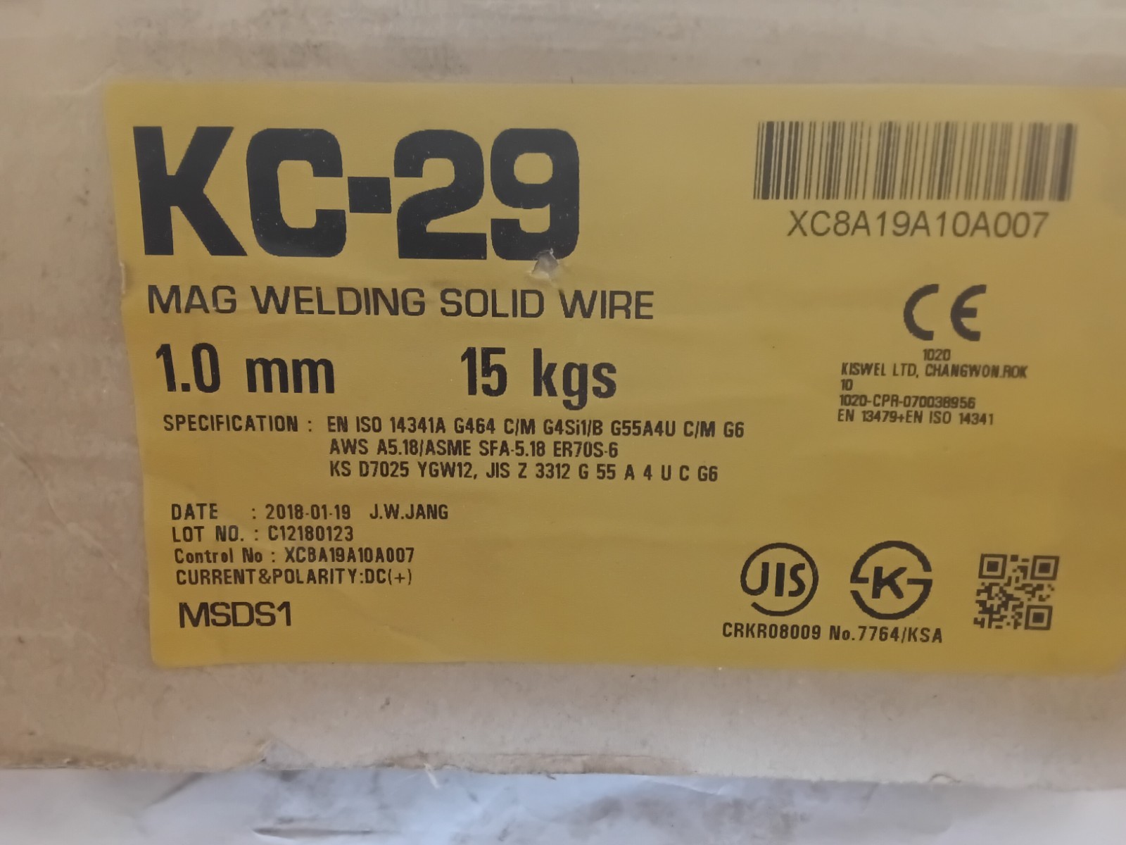 New Kiswel K-71T Flux Cored Arc Welding Wire 0.045″ (1.2mm) 33 lbs (P5C)