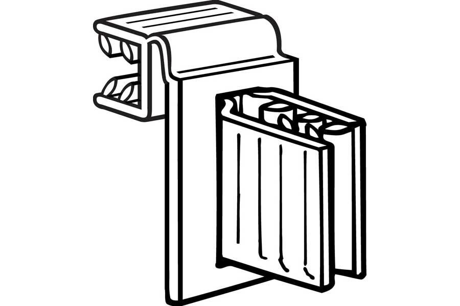 Sign Holders for Glass Shelves- Gripper-HINGED- Flag Style- 25LOT