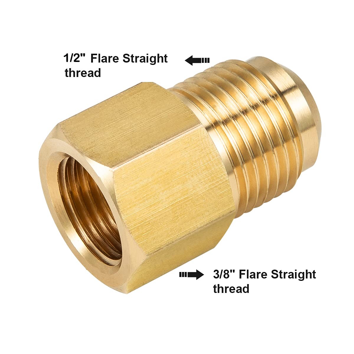 2pcs 3/8 Inch (5/8″-18UNF) Female Flare x 1/2 Inch（3/4″-16UNF）Male Flare Bras…