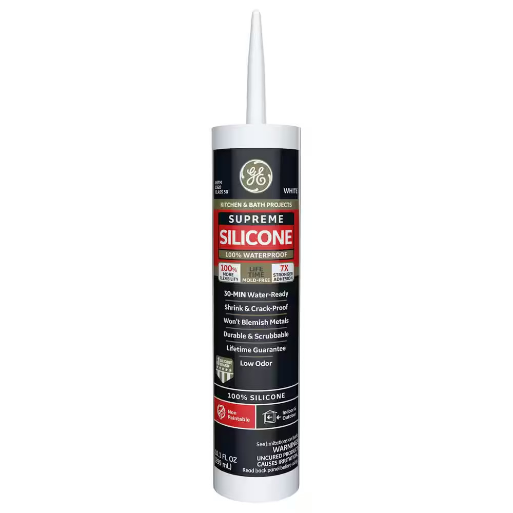 Supreme Silicone Caulk 10.1 Oz Kitchen and Bath Sealant White