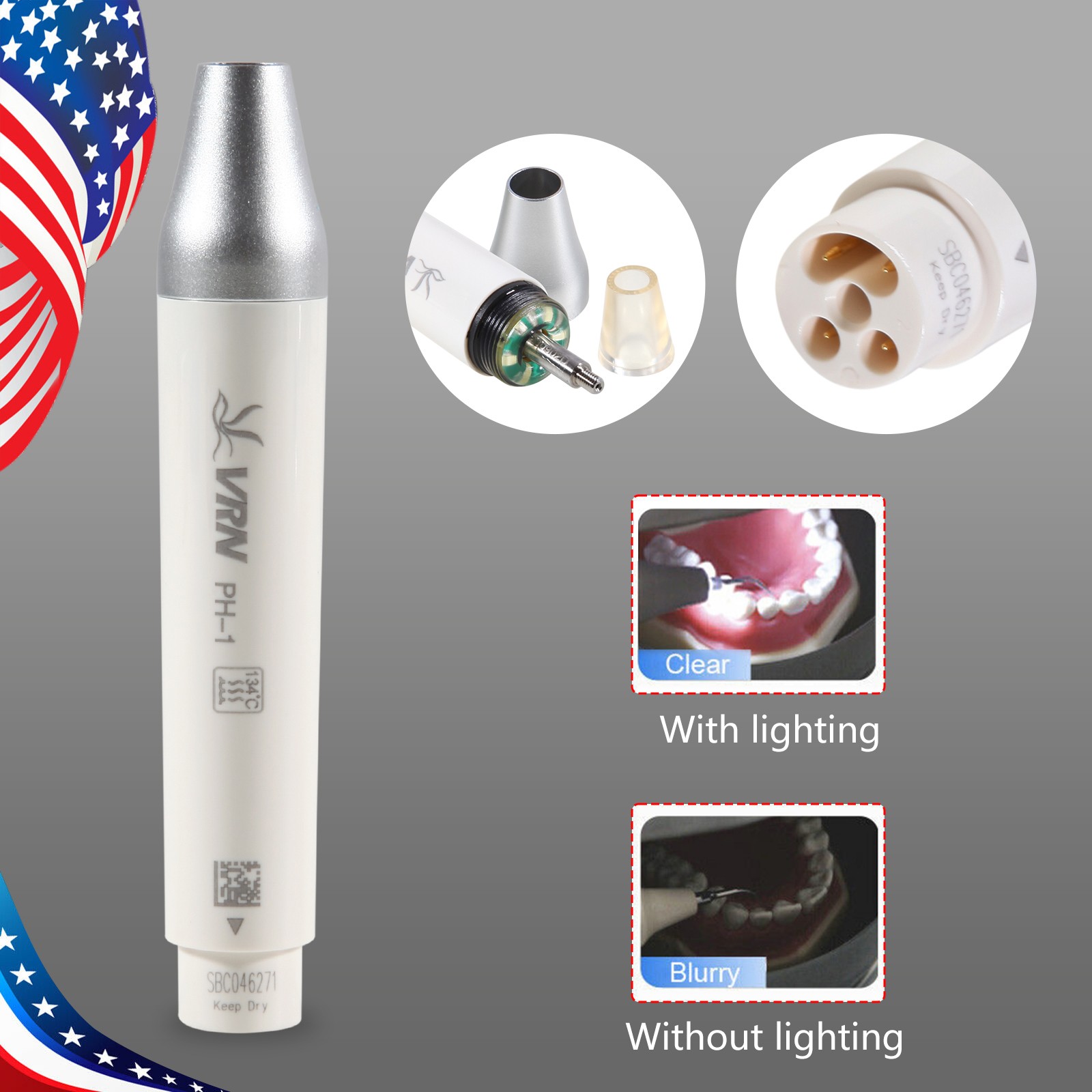 1-10 Dental LED Detachable Scaler Handpiece for Ultrasonic Piezo Scaler VRN-A8