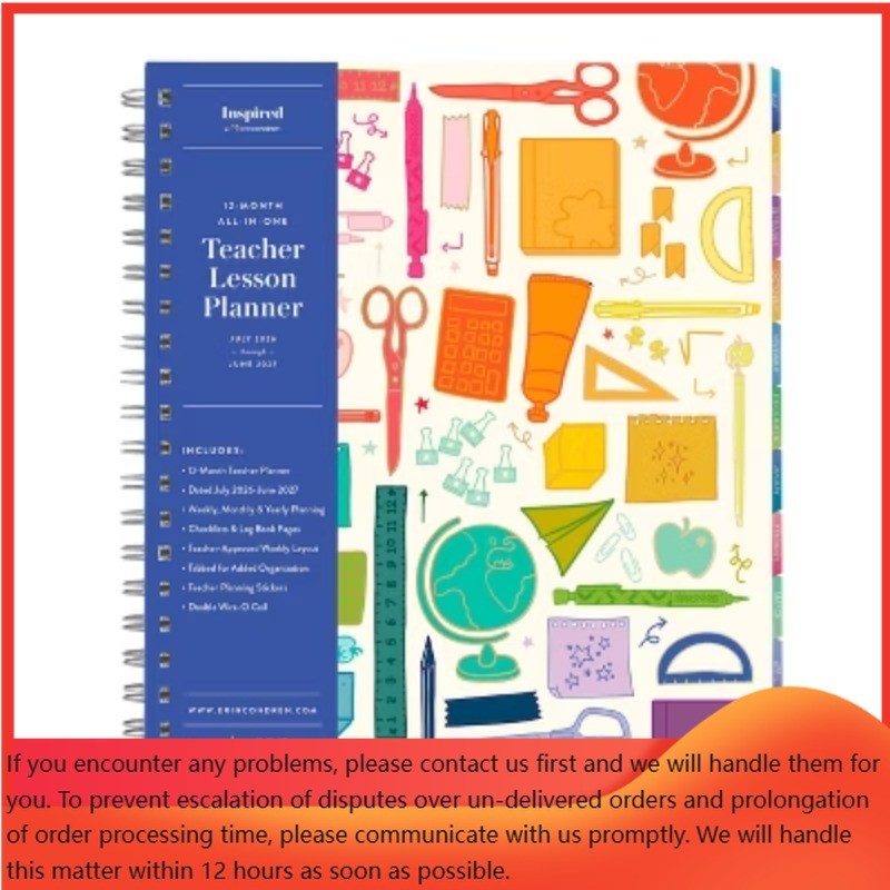 Inspired by Erin Condren 9″x11″ 2026-2027 Teacher Planner School Supplies